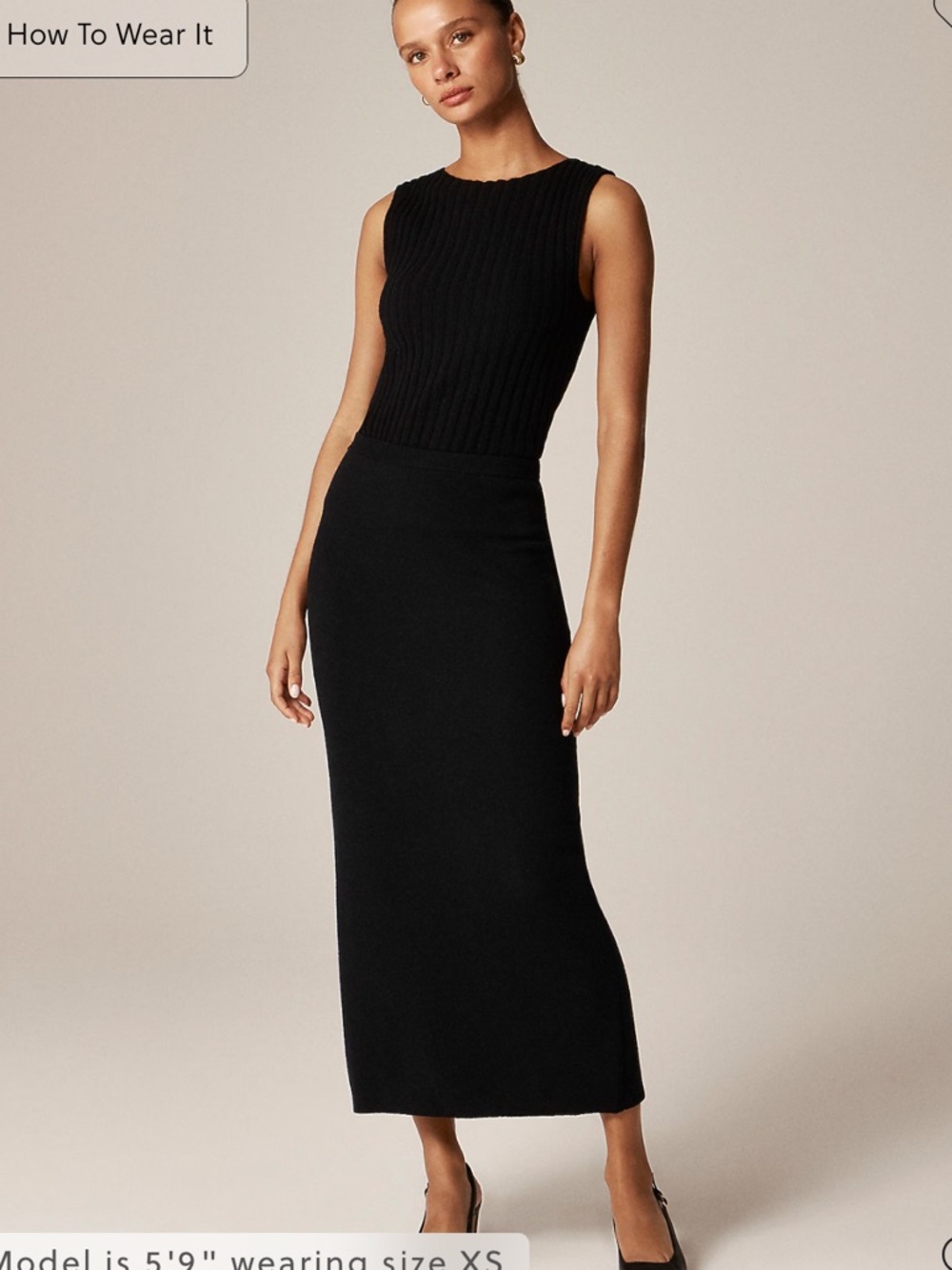 J Crew Sweater midi skirt in double-faced merino wool blend